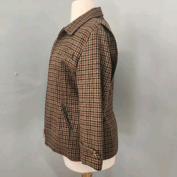 Vintage Character Suburban Wear Houndstooth Wool Lined Tailored Blazer Jacket 12 - Picture 3 of 16